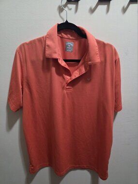 Callaway Opti-Dri Polo Shirt L Coral Golf Performance Wear